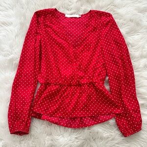 Astr Red Polka Dot Blouse